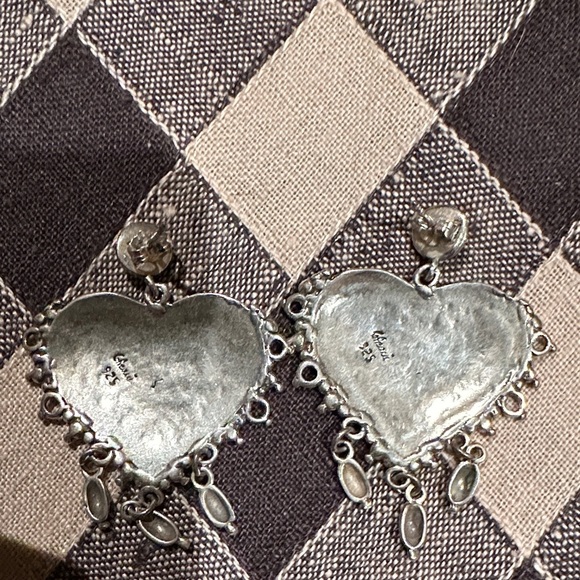 925 Sterling Silver Heart Chandelier Earrings - Picture 3 of 4